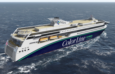 M/S Color Hybrid marks the start of a new epoch in the fjord, with environmentally-friendly solutions and a low noise level. Illustration: Color Line